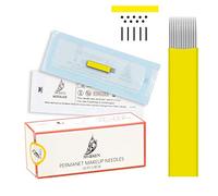 AWAKEN Aguja de Sombreado Microblading 9Pin Double Flat de labios de cejas pre estéril Eo Gas maquillaje permanente Desechable 0.25mm/50pcs(9DF)