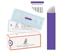 AWAKEN Aguja de Sombreado Microblading 9Pin Flat Sloped de labios de cejas pre estéril Eo Gas maquillaje permanente desechable 0.25mm/50pcs(9FS)