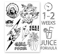 AWAKEN Tatuaje falso temporal Jugo Mujeres Brazo Pecho Pegatinas Impermeable A base de plantas Dura 1-2 semanas Girl Power Medusa griega (Diseño 13)