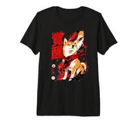 Awakened Shiba Inu Perro japonés de Arte Callejero Camiseta Premium
