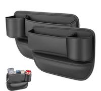 AWAOVV Bolsa portavasos de coche de piel, caja de almacenamiento para asiento de coche con portavasos, bolsa de cuero negro
