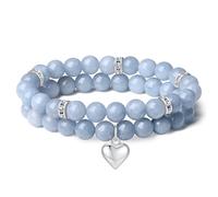 AWARDSEN 2 piezas pulsera piedra natural mujer piedra preciosa pulsera elástica perla joyería regalo para mujer