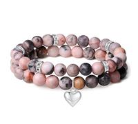 AWARDSEN 2 piezas pulsera piedra natural mujer piedra preciosa pulsera elástica perla joyería regalo para mujer