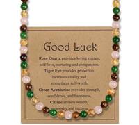 AWARDSEN Collar para hombre con cuentas de cristal curativo para protección de hombres, alivio de la ansiedad, buena suerte, viajes seguros, joyería espiritual, regalos para el día de la madre