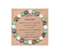 AWARDSEN Pulsera de cristal para mujer de 8 mm con cuentas semipreciosas de piedra natural elástica, joyería elástica, regalos de yoga con tarjetas espirituales, 8 mm, Piedra, No es una piedra