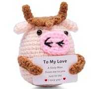 AWARDSEN Regalos de amor para ella, hechos a mano, con diseño de vaca de ganchillo con texto en inglés "I Love You", regalo para ella, regalo positivo para mujeres, novia, novio