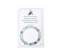 AWARDSEN Regalos de tortuga para mujer, pulseras de cristal valiente de 8 mm, pulsera valiente con colgante de tortuga, decoración de viaje seguro para adultos, 8 mm, Piedra