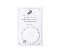 AWARDSEN Regalos de tortuga para mujer, pulseras de cristal valiente de 8 mm, pulsera valiente con colgante de tortuga, decoración de viaje seguro para adultos, 8 mm, Piedra