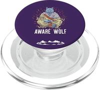 Aware Wolf Funny Meditation Wolves - Juego de Palabras para meditar PopSockets PopGrip para MagSafe