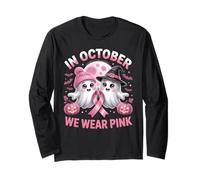 Awareness In October We Wear Pink Breast Cancer Halloween Manga Larga