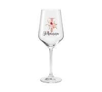 AWASG Copa de vino personalizada con nombre, regalo para amantes del vino, mujer, mejor amiga, mamá, copa de vino con letra floral (copa de vino blanco, 430 ml)