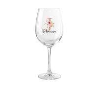 AWASG Minimutz Copa de vino personalizada con nombre, regalo para amantes del vino, mujeres, mejor amiga, mamá, copa de vino tinto (510 ml), letra inicial floral