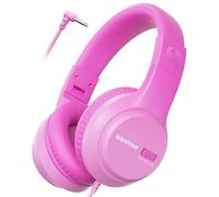 awatrue Auriculares Niños, 74/85/94dB Volumen Seguro, Sonido Estéreo, Plegable, 3,5 mm Jack Over Ear Auriculares Niña para iPad, Tabletas, La Escuela, de Viaje (Rosa)