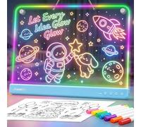 Awatty Tablero de dibujo LED para niños de 16 pulgadas, tablero de dibujo luminoso con 7 colores, pizarra de notas acrílica, tablero de dibujo, tablero de notas, regalo creativo, juguete para niñas y