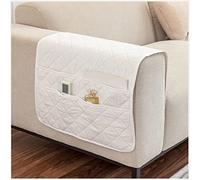 AWAV Organizador de Reposabrazos para Sofá, Bolsa de Almacenamiento para sillón, Soporte de Bolsa de Almacenamiento de Tela para Sofá para Mando a Distancia, Teléfono Móvil, Libro (Blanco)