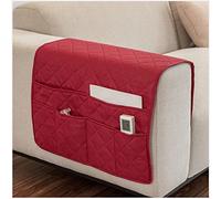 AWAV Organizador de Reposabrazos para Sofá, Bolsa de Almacenamiento para sillón, Soporte de Bolsa de Almacenamiento de Tela para Sofá para Mando a Distancia, Teléfono Móvil, Libro (Vino Rojo)