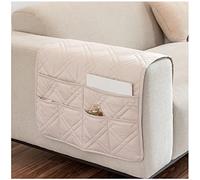 AWAV Organizador de Reposabrazos para Sofá, Bolsa de Almacenamiento para sillón, Soporte de Bolsa de Almacenamiento de Tela para Sofá para Mando a Distancia, Teléfono Móvil, Libro (Beige)
