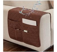 AWAV Organizador de Reposabrazos para Sofá, Bolsillo Bandeja para Silla, Soporte de Bolsa de Almacenamiento de Tela para teléfonos, Almohadillas, Libros, revistas, Control Remoto de TV (Marrón)