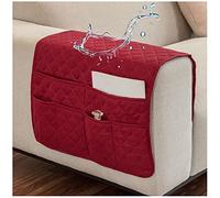 AWAV Organizador de Reposabrazos para Sofá, Bolsillo Bandeja para Silla, Soporte de Bolsa de Almacenamiento de Tela para teléfonos, Almohadillas, Libros, revistas, Control Remoto de TV (Vino Rojo)