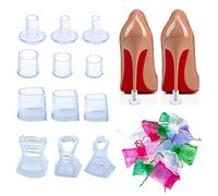 AWAVM 12 pares de protectores de suela para tacones altos, tapas de talón transparentes, reparación y reemplazo de tacones, ocasiones formales, bodas
