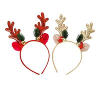 AWAVM 2 diademas de Navidad para mujeres, adultos, niños y niñas, diadema de lentejuelas, cuernos de reno, orejas de ciervo, accesorio de pelo de talla única para fiestas de Navidad, sombreros de