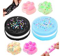 AWAVM 4 x Mini Patas de Gato Antiestrés y 2 Piezas Biscuit Stress Relief Toy, Soft Squeeze Toys Biscuit, Montessori Sensory Squeeze Toy para Autismo Jugar Accesorios