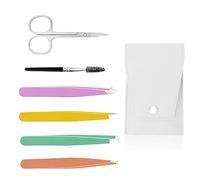 AWAVM 6 pinzas de cejas para mujer, kit de pinzas profesionales de tamaño completo, pinzas de precisión para cejas/vellos encarnados/astillas/depilación facial, pinzas de acero inoxidable para mujeres