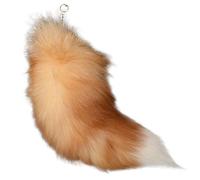 AWAVM - Cola de zorro, 40 cm, llavero de gran tamaño, colgante para llaves de coche, decoración de cola de zorro con pompón suave, cola de zorro peluda, Color Oro, 40 centimètres