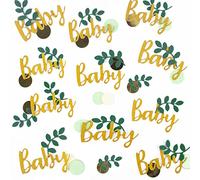 AWAVM Confeti para baby shower, 100 unidades, color dorado champán, marfil, verde salvia, para decoraciones, revelación de género, fiesta de cumpleaños de la selva