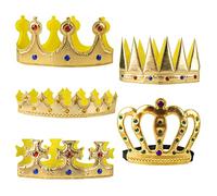 AWAVM Corona de rey de 5 piezas de corona de cumpleaños para niños, corona real dorada con estrás, accesorios para disfraz de rey y reina