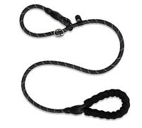 AWAVM Correa antideslizante para perro de 6 pies, figura de 8 correas para perro, correa de entrenamiento antitirones con mango acolchado duradero, 182 cm, color negro