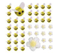 AWAVM Paquete de 42 accesorios de disfraz de abeja, 30 piezas decorativas de abeja con 12 flores amarillas de ganchillo, decoración de mini abeja, decoraciones de abeja pequeñas para decoración de