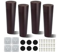 AWBEOT 4 Pcs 15 cm Patas de Madera para Muebles de Mesa Conicas Patas para Muebles Madera Maciza Pâtas de Repuesto para Sofá Cama Armario Silla con placa de montaje,almohadilla antideslizante,tornillo
