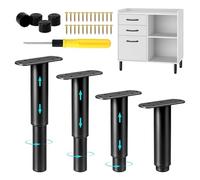 AWBEOT 4 Piezas Patas para Muebles 18-34 cm Patas Regulables para Muebles Negro Pata Cama Metal Pata Somier para Sofas Camas Armarios Cocina