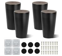 AWBEOT 4 Piezas Patas para Muebles Madera 8 cm Conicas Patas de Madera para Muebles de Mesa Pâtas de Repuesto para Sofá Cama Armario Silla con Placa de Montaje, Almohadilla Antideslizante, Tornillo