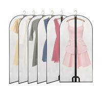 AWBEOT 6 Piezas Fundas Ropa Armario Transparentes 60 * 120 cm Fundas de Ropa de PEVA Bolsas para Ropá a Prueba de Polvo Transpirable Bolsa Portatrajes para Camisas,Trajes,Jerseys（Mediana,Negra）