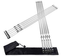 AWCIGG® 10 Piezas Brochetas para Barbacoa de Acero Inoxidable Resistente 55 cm Brochetas Extralargas Accesorio Barbacoa Pinchos para Barbacoa Reutilizables con Bolsa