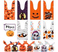 AWCIGG 70 piezas Bolsas de Halloween Para Dulces Saco Halloween Pequeño Orejas de Conejo de Halloween Bolsas de Regalo Para el Final de la Fiesta Embalaje Bolsita Bolsa
