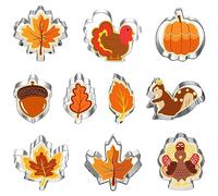 AWCIGG Juego de Moldes Galletas 10pcs, Cortador de Galletas de Otoño Acción de Gracias, Juego de Cortadores de Fondant de Cortador de Galletas de Otoño