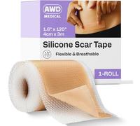 AWD Medical Cinta de silicona suave para eliminar cicatrices de 1,6 x 120 con lámina de gel de silicona, sin dolor, fácil extracción, hipoalergénica para cirugía, queloides, sección C, quemaduras,