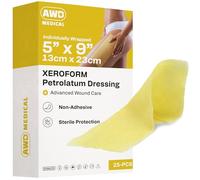 AWD Xeroform Petrolatum - Vendaje de gasa de malla fina para el cuidado de heridas (caja de 25) (5 x 9 pulgadas)