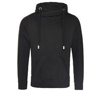 AWDis - Sudadera con capucha y cuello cruzado para hombre (XL/Negro azabache)