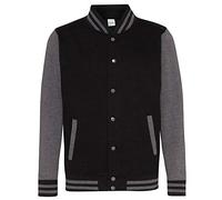 AWDis - Sudadera Modelo Varsity/Equipo Universitario (2XL) (Negro/Carbón)