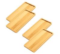 Aweisile Bandeja de Bambú 4 Piezas Bandeja de Baño de Bambú Bandeja Bambú Rectangular Mini Bandeja de Bambú Plato Rectangular de Bambú Bandeja Decorativa Pequeña Tablitas de Bambu