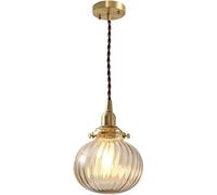 AWEITG Lámpara Colgante de Vidrio soplado Azul for baño, lámpara de Techo Colgante de Vidrio Verde, lámpara de Isla con Bola de Vidrio Transparente Acanalada, lámpara Vintage de Calabaza for dormito