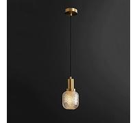 AWEITG Lámpara con pantalla de cristal, lámpara cobre, lámparas colgantes techo G9, luces suspendidas ajustables en altura for comedor, dormitorio, cocina, isla, accesorio iluminación