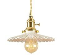 AWEITG Lámpara de araña cerámica estilo nórdico, lámpara plisada creativa con base E27, luz techo empotrada for decoración bar y balcón(White)