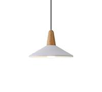 AWEITG Lámpara de Techo con Base Industrial E27, lámpara Metal for decoración Granja, iluminación Vintage, Pantalla Arte Madera, Linterna Altura Ajustable(Blanc)
