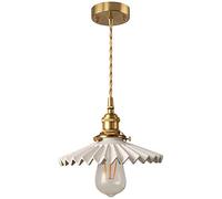 AWEITG Lámpara plisada de cerámica de estilo japonés nórdico, lámpara colgante de latón retro, lámpara colgante moderna minimalista for comedor, estudio, barra de luz colgante, lámpara de noche ajusta