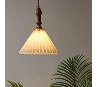AWEITG Lámpara plisada nórdica retro, moderna, de madera nogal, lámpara ajustable, for isla cocina, comedor, sala estar, dormitorio(23cm*28cm)